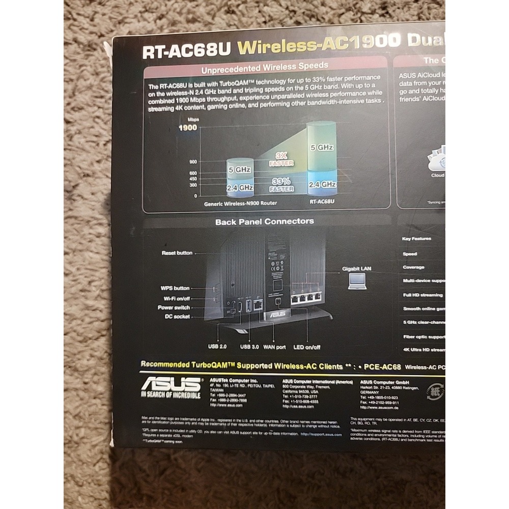 ASUS‎ Router (RT-AC68R)   Wireless-AC1900 Dual-Band Gigabit Router - Picture 9 of 12